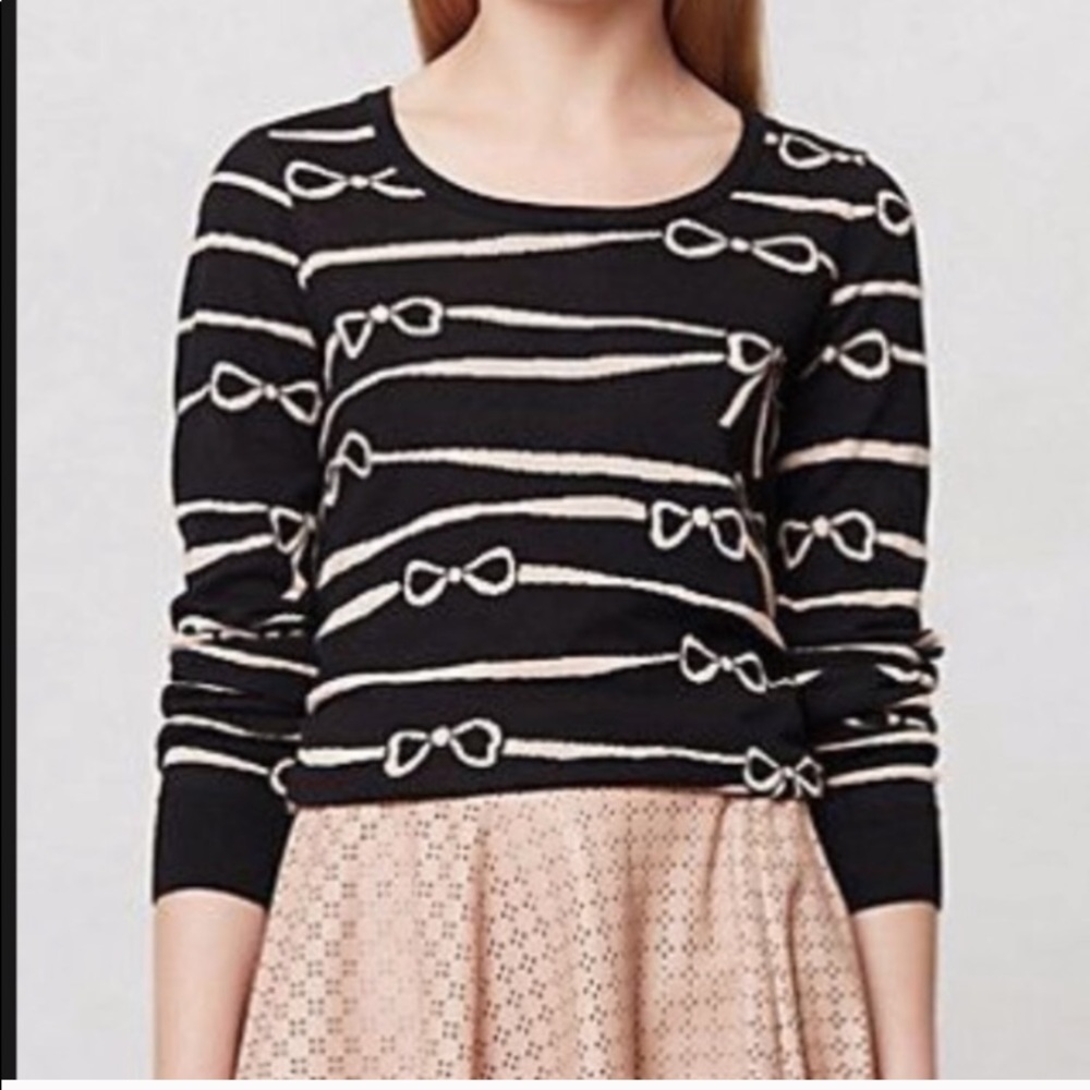 Anthropologie ribbon, bow print sweater